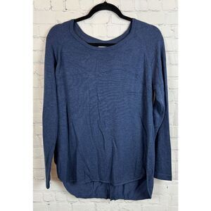 MAGASCHONI blue rayon blend back buttoned sweater pullover size M